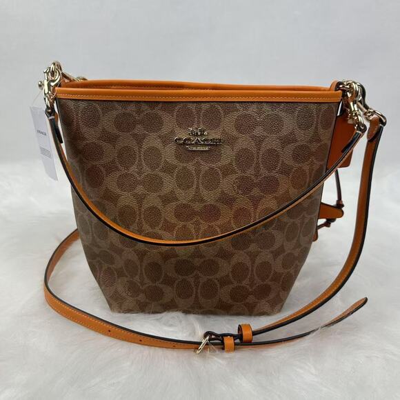 Coach City Bucket Bag Signature Canvas With Star Charm In Tan/Bright Mand CBH74 - Picture 2 of 10